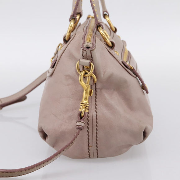 Miu Miu Vitellolux Hand Bag Leather 2way Pink Gold Tone Auth 202628V