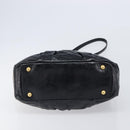 Miu Miu Vitellolux Matelasse Hand Bag Leather 2way Black Gold Tone Auth 202629V-5