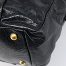 Miu Miu Vitellolux Matelasse Hand Bag Leather 2way Black Gold Tone Auth 202629V-10