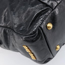 Miu Miu Vitellolux Matelasse Hand Bag Leather 2way Black Gold Tone Auth 202629V-16