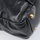 Miu Miu Vitellolux Matelasse Hand Bag Leather 2way Black Gold Tone Auth 202629V-18