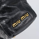 Miu Miu Vitellolux Matelasse Hand Bag Leather 2way Black Gold Tone Auth 202629V-19