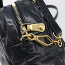 Miu Miu Vitellolux Matelasse Hand Bag Leather 2way Black Gold Tone Auth 202629V-20
