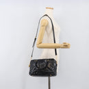Miu Miu Vitellolux Matelasse Hand Bag Leather 2way Black Gold Tone Auth 202629V-27