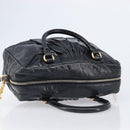 Miu Miu Vitellolux Matelasse Hand Bag Leather 2way Black Gold Tone Auth 202629V-6