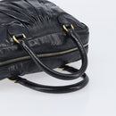 Miu Miu Vitellolux Matelasse Hand Bag Leather 2way Black Gold Tone Auth 202629V-7