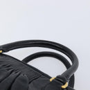 Miu Miu Vitellolux Matelasse Hand Bag Leather 2way Black Gold Tone Auth 202629V-14