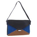 CELINE Shoulder Bag Leather Blue Black Auth 202635A-1