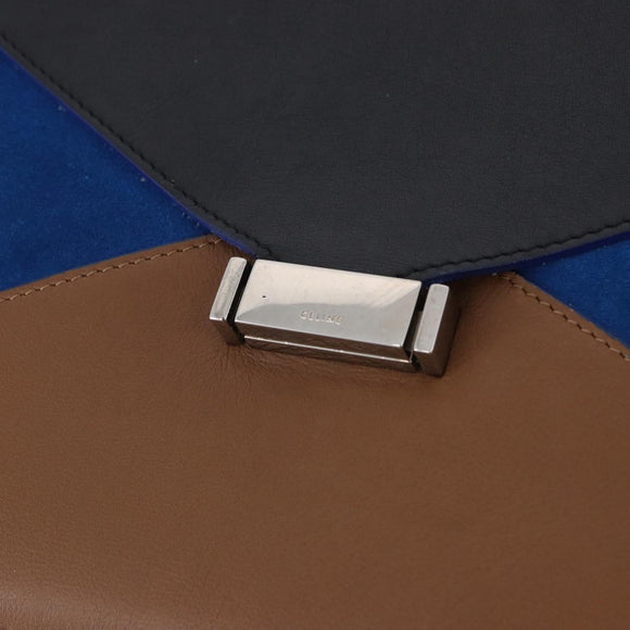CELINE Shoulder Bag Leather Blue Black Auth 202635A