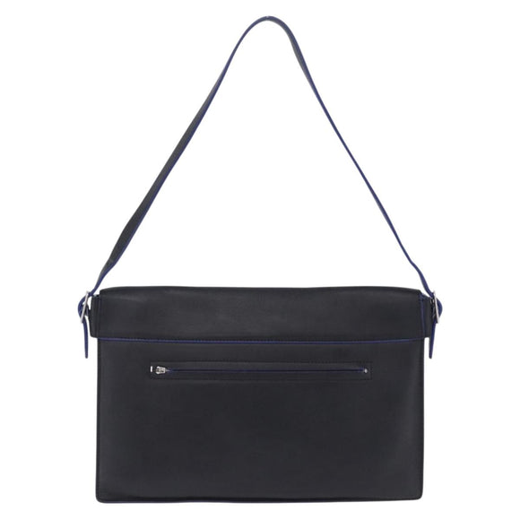 CELINE Shoulder Bag Leather Blue Black Auth 202635A