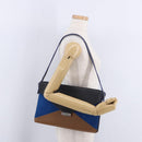 CELINE Shoulder Bag Leather Blue Black Auth 202635A-31