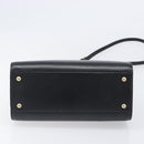 Salvatore Ferragamo Gancini Hand Bag Leather 2way Black Gold Tone Auth 202636V-12