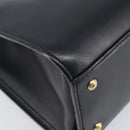 Salvatore Ferragamo Gancini Hand Bag Leather 2way Black Gold Tone Auth 202636V-14