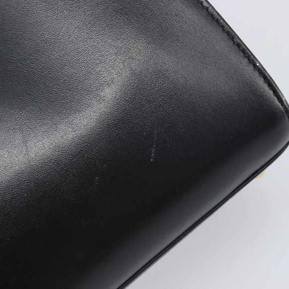 Salvatore Ferragamo Gancini Hand Bag Leather 2way Black Gold Tone Auth 202636V