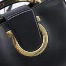 Salvatore Ferragamo Gancini Hand Bag Leather 2way Black Gold Tone Auth 202636V-19
