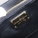 Salvatore Ferragamo Gancini Hand Bag Leather 2way Black Gold Tone Auth 202636V-20