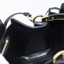 Salvatore Ferragamo Gancini Hand Bag Leather 2way Black Gold Tone Auth 202636V-22