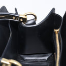 Salvatore Ferragamo Gancini Hand Bag Leather 2way Black Gold Tone Auth 202636V-23