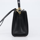 Salvatore Ferragamo Gancini Hand Bag Leather 2way Black Gold Tone Auth 202636V-4