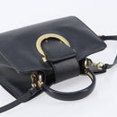 Salvatore Ferragamo Gancini Hand Bag Leather 2way Black Gold Tone Auth 202636V-6