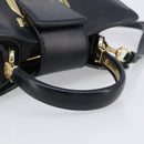 Salvatore Ferragamo Gancini Hand Bag Leather 2way Black Gold Tone Auth 202636V-7