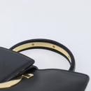 Salvatore Ferragamo Gancini Hand Bag Leather 2way Black Gold Tone Auth 202636V-8