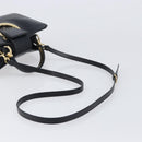 Salvatore Ferragamo Gancini Hand Bag Leather 2way Black Gold Tone Auth 202636V-9