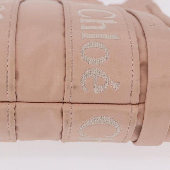 Chloe Woody Small Hand Bag Nylon 2way Pink Gold Auth 202651A