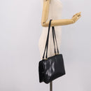 BOTTEGA VENETA Shoulder Bag Leather Black Gold Auth 202655A-14