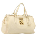 Miu Miu Hand Bag Leather Ivory Gold Auth 202657A-1