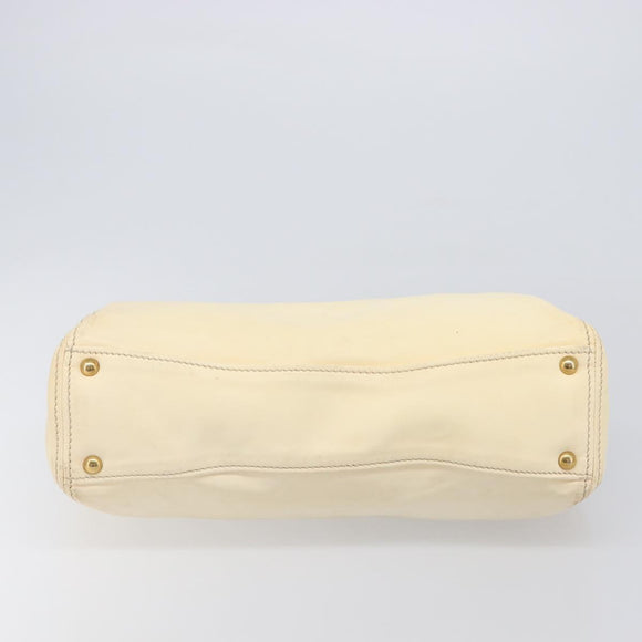Miu Miu Hand Bag Leather Ivory Gold Auth 202657A