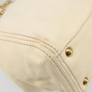 Miu Miu Hand Bag Leather Ivory Gold Auth 202657A-18