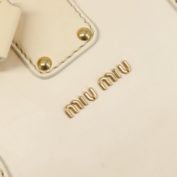 Miu Miu Hand Bag Leather Ivory Gold Auth 202657A