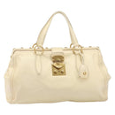 Miu Miu Hand Bag Leather Ivory Gold Auth 202657A-13