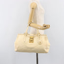 Miu Miu Hand Bag Leather Ivory Gold Auth 202657A-28