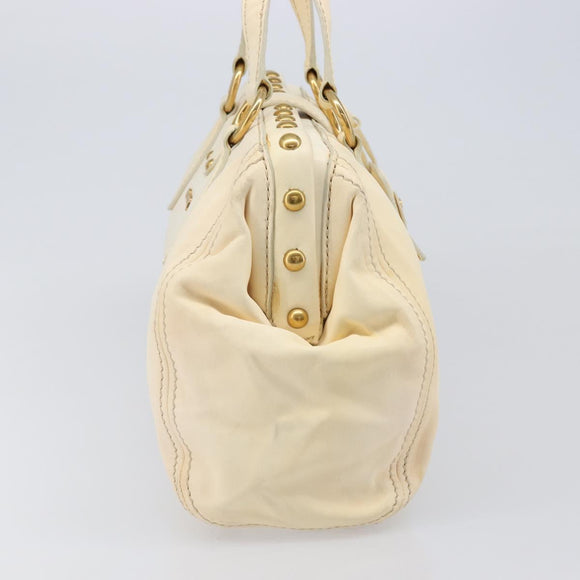 Miu Miu Hand Bag Leather Ivory Gold Auth 202657A