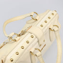 Miu Miu Hand Bag Leather Ivory Gold Auth 202657A-7