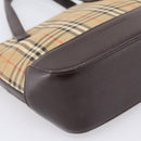 BURBERRY Nova Check Hand Bag Canvas Beige Gold Auth 202661-15