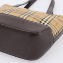 BURBERRY Nova Check Hand Bag Canvas Beige Gold Auth 202661-16