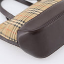 BURBERRY Nova Check Hand Bag Canvas Beige Gold Auth 202661-9