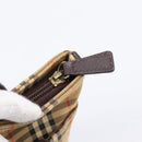BURBERRY Nova Check Hand Bag Canvas Beige Gold Auth 202661-10