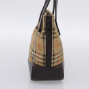 BURBERRY Nova Check Hand Bag Canvas Beige Gold Auth 202661-3