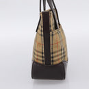 BURBERRY Nova Check Hand Bag Canvas Beige Gold Auth 202661-4