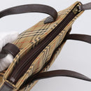 BURBERRY Nova Check Hand Bag Canvas Beige Gold Auth 202661-6