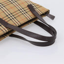 BURBERRY Nova Check Hand Bag Canvas Beige Gold Auth 202661-7
