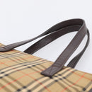 BURBERRY Nova Check Hand Bag Canvas Beige Gold Auth 202661-8
