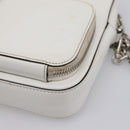 PRADA Chain Shoulder Bag Leather White Silver Auth 202662-10