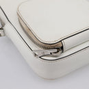 PRADA Chain Shoulder Bag Leather White Silver Auth 202662-11
