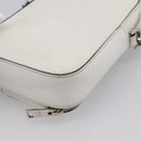 PRADA Chain Shoulder Bag Leather White Silver Auth 202662-12