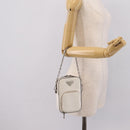 PRADA Chain Shoulder Bag Leather White Silver Auth 202662-22